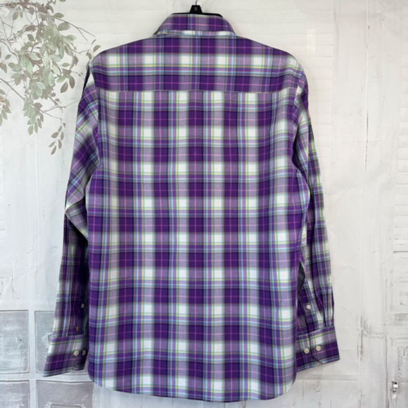 Tallia Mens Purple Plaid Collard Button Up Dress Up Shirt Sz. Medium M 15 1/2 - Picture 13 of 13